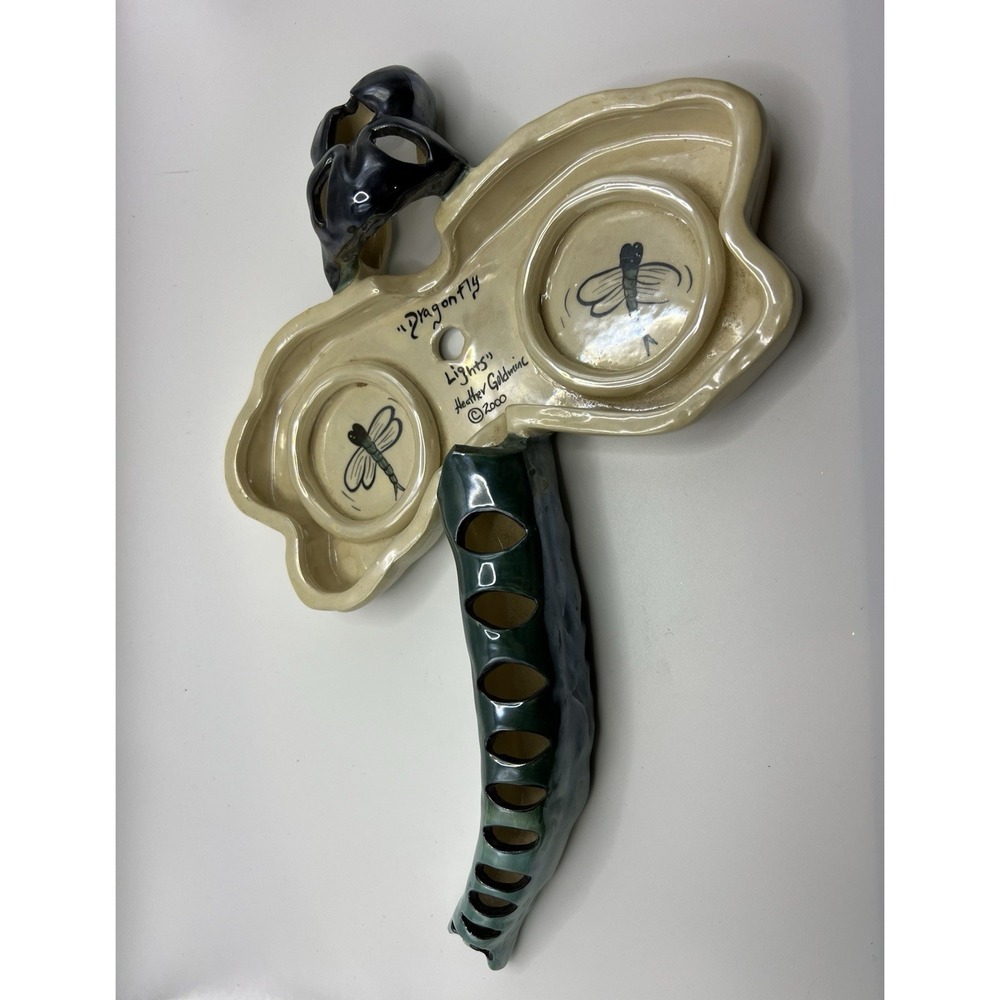 Blue Sky Clayworks Dragonfly Lights Tea Light Holder 2000 Heather Goldmine READ